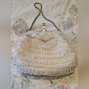 Elegant White Beaded Women's Bag